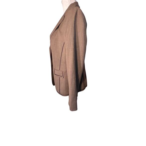 Anne Klein size 8P Wool Blend Micro Chevron Pocket 2 Button Lined Padded Blazer - Picture 6 of 12